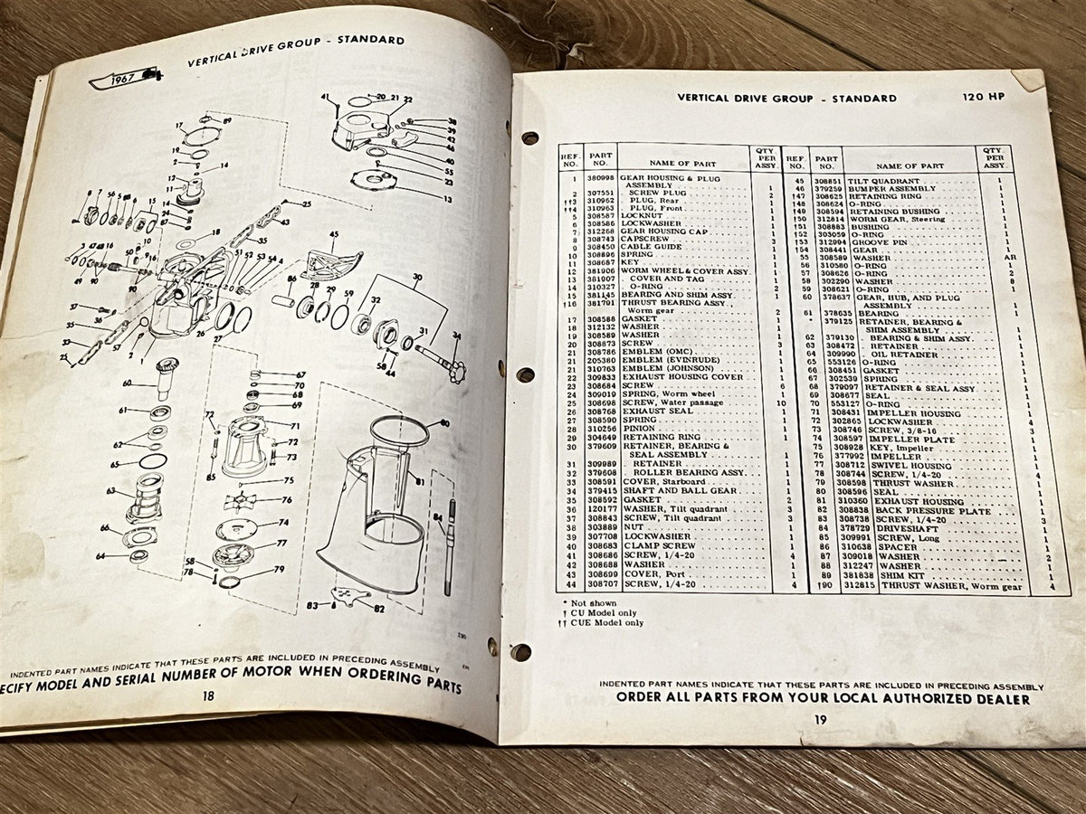 1967 OMC 120HP CU15S CUE15S Stern Drive Parts Catalog Final Edition