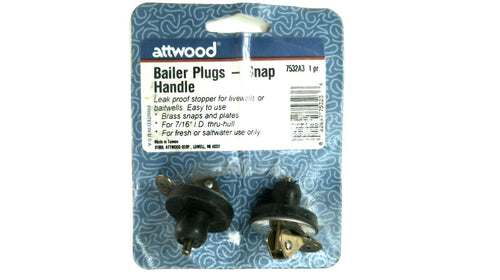 Attwood 7532A3 Pair of Snap Handle Bailer Plugs 7/16
