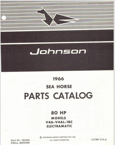 1966 Johnson 80 HP Models V4A-18C V4AL-18C Parts Catalog