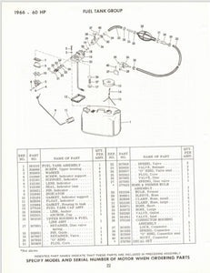 1966 Johnson 60 HP Model VX-12M VXL-12M Parts Catalog