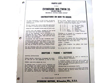 1958 Evinrude 25936 25937 Big Twin 35HP Electric Parts Catalog/List - Used