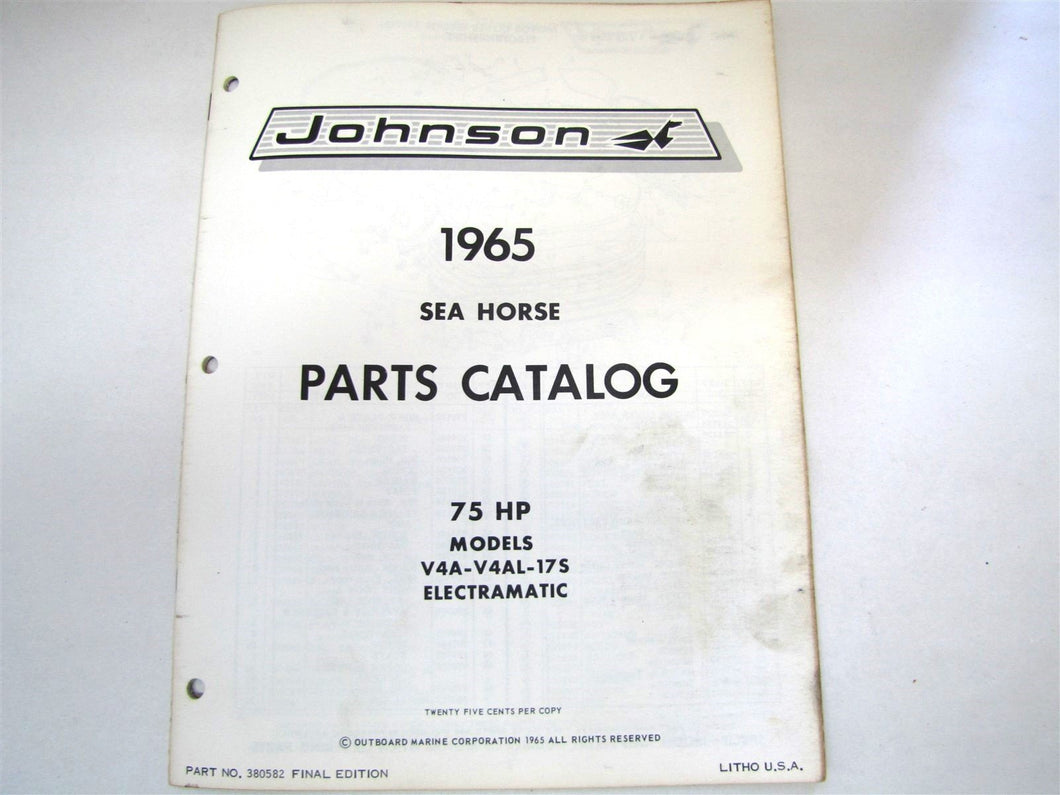 1965 Johnson 75HP 14A V4AL-17S Electramatic Parts Catalog/List - Used