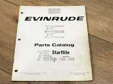 1963 Evinrude 75HP Starflite 75382E 75383E 75392E 75393E Parts Catalog - Used