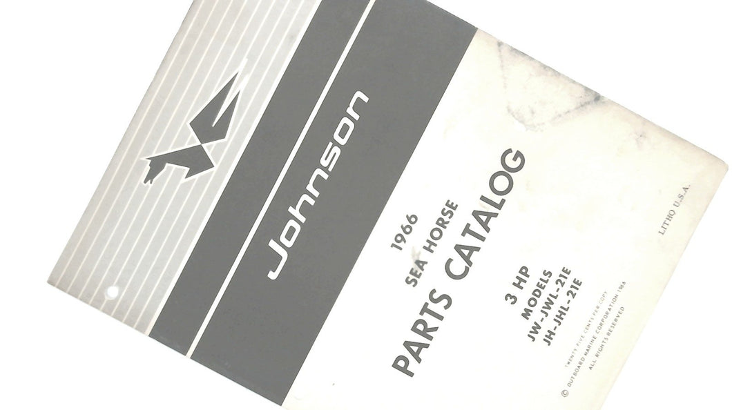 1966 Johnson JW-21E JWL-21E JH-21E JHL-21E 3HP Parts Catalog - Used