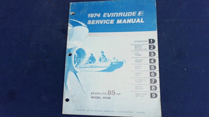 1974 Evinrude Starflite 85 HP Service Manual Model 85493 - Used