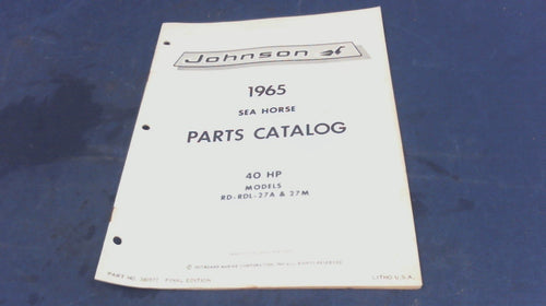 1965 Johnson Sea Horse 380577 40 Hp Parts Catalog Models RD-RDL-27A & 27M -Used