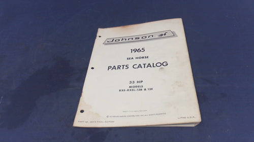 1965 Johnson Sea Horse 33 Hp 380576 Parts Catalog Models RXE-RXEL-13B-13E - Used