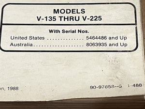 1988 Mercury/Mariner 90-97658-3 Service Manual Models V-135 Thru V-225 - Used