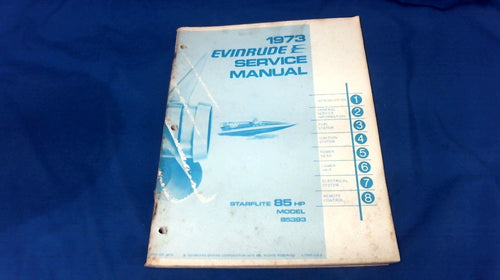 1973 Evinrude Starflite Service Manual 85 HP Model 85393 - Used