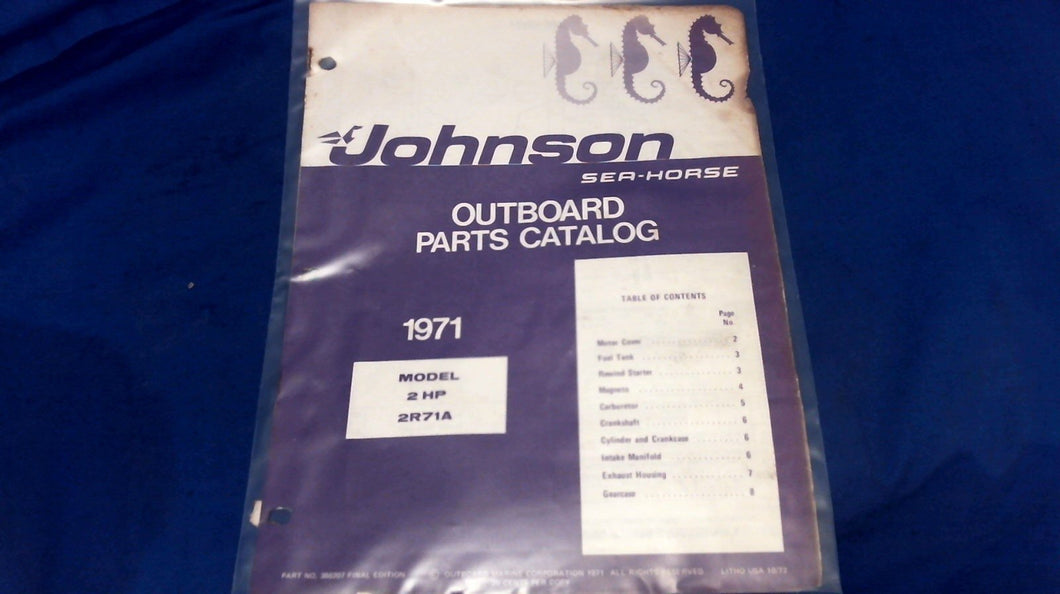 1971 Johnson 2HP Model 2R71A Parts Catalog