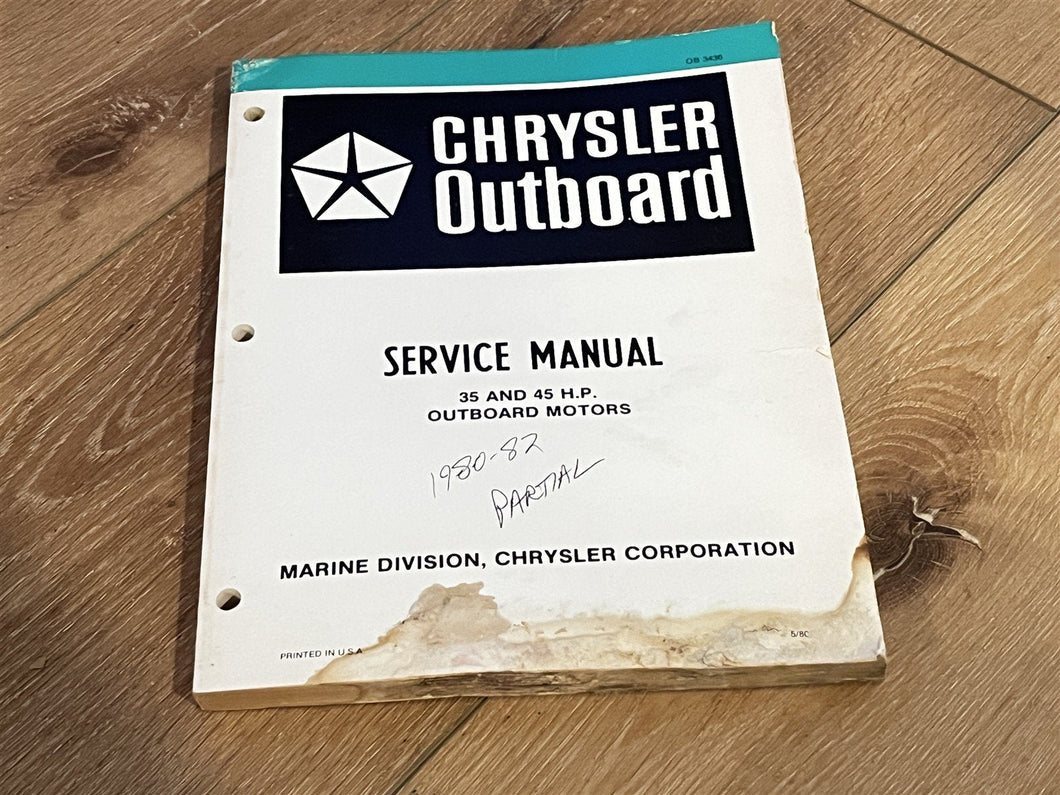 1980 Chrysler Service Manual 35 & 45 HP Outboard - Used