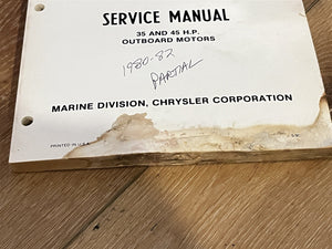 1980 Chrysler Service Manual 35 & 45 HP Outboard - Used