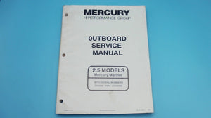 1994 Mercury Service Manual 2.5 Models S/N D030200-OD936999 - Used