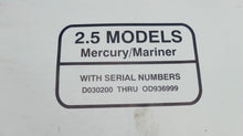 1994 Mercury Service Manual 2.5 Models S/N D030200-OD936999 - Used