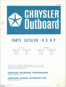 1971 Chrysler 9.9 HP 92HD 93HD 92BD 93BD Parts Catalog - Used