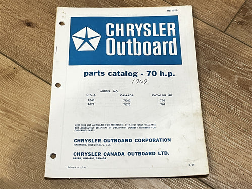 1968 Chrysler 70 HP 7061 7062 7071 7072 Parts Catalog