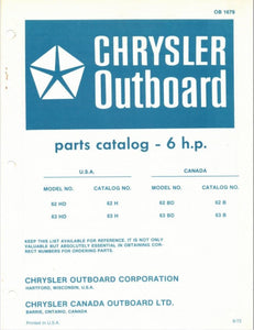 1972 Chrysler 6 HP 62HD 63HD 62BD 63BD Parts Catalog