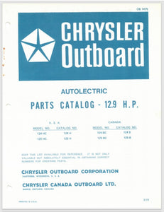 1971 Chrysler 12.9 HP 124HC 125HC 124B 125BC Parts Catalog