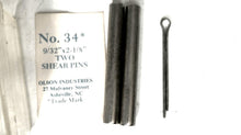 Olson # 34 Shear Pin - Pkg of 2 Shear Pins 1 Cotter Pin