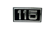 Johnson Evinrude OMC "115" HP Metal Decal 2 14/16" Wide x 1 1/2" Tall
