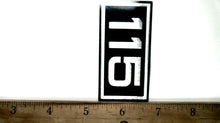 Johnson Evinrude OMC "115" HP Metal Decal 2 14/16" Wide x 1 1/2" Tall