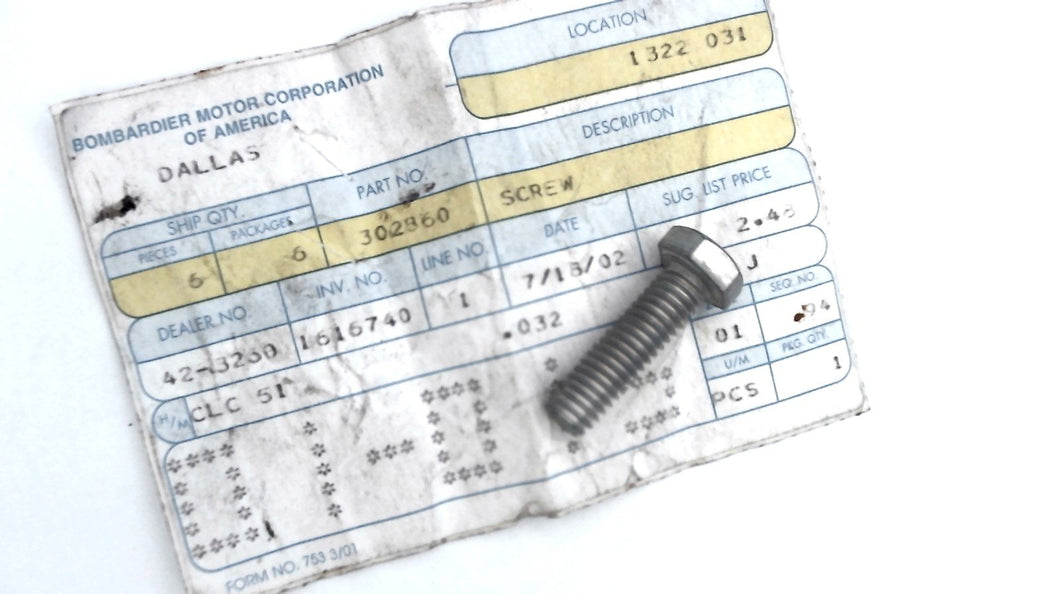 Johnson Evinrude OMC 302860 Screw