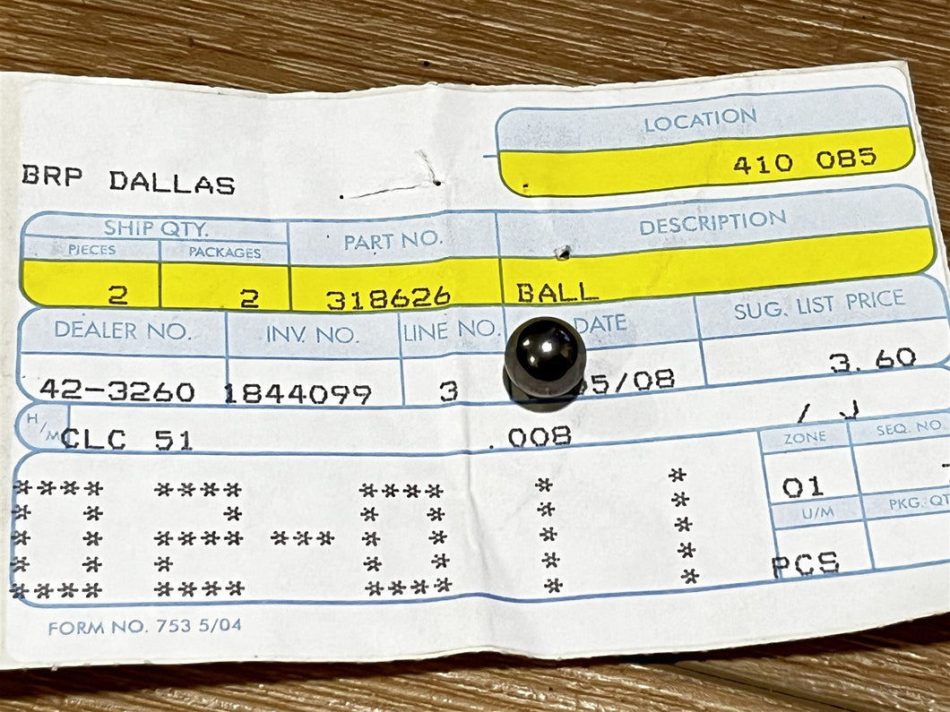 Johnson Evinrude OMC 318626 Detent Ball