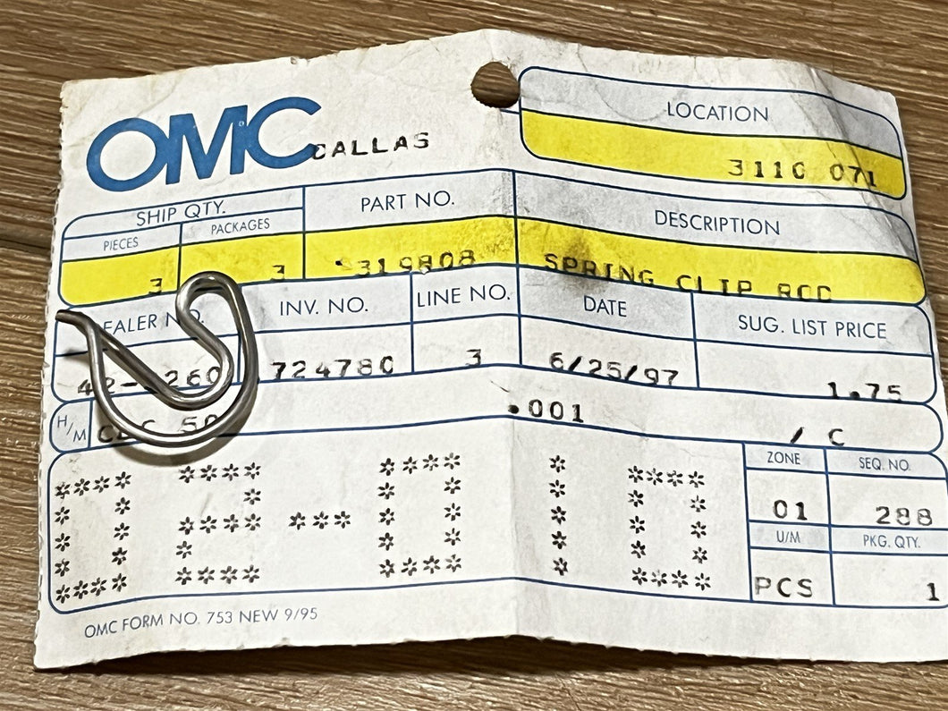 Johnson Evinrude OMC 319808 Spring Clip