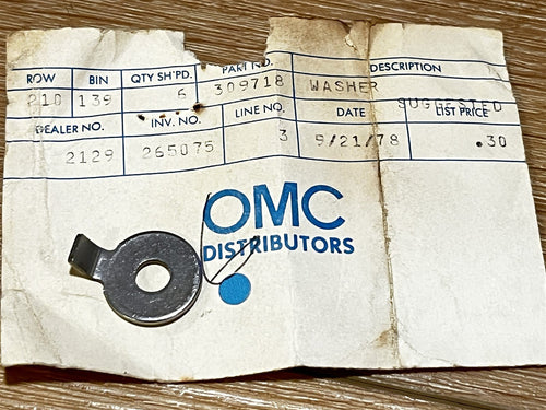 Johnson Evinrude OMC 309718 Washer 1968-1973 9.5HP