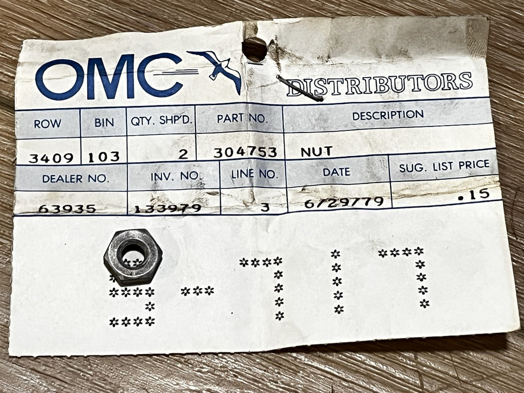 Johnson Evinrude OMC 304753 Nut