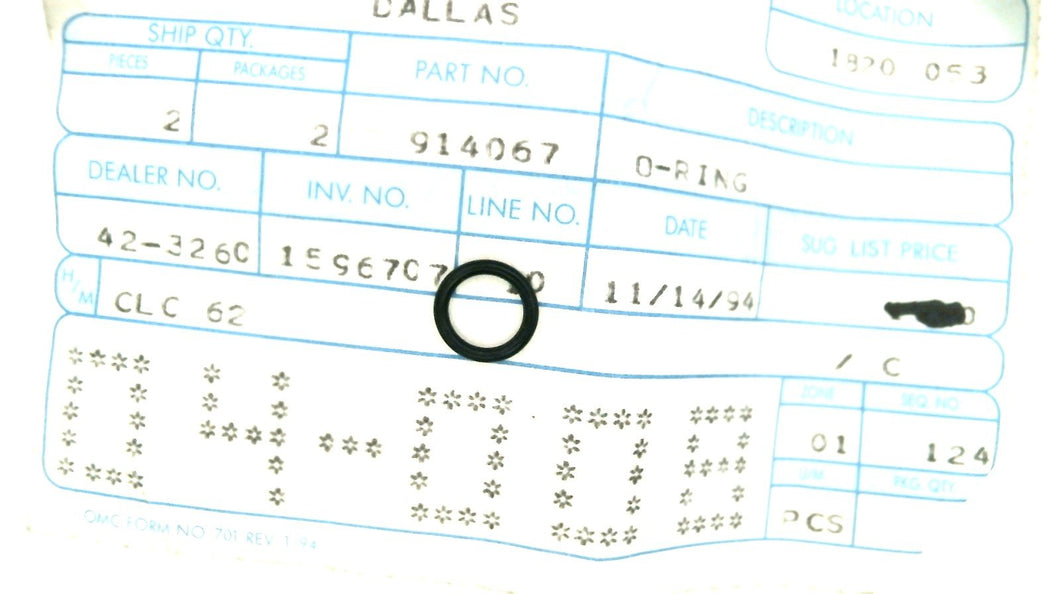 Johnson Evinrude OMC 914067 O-Ring