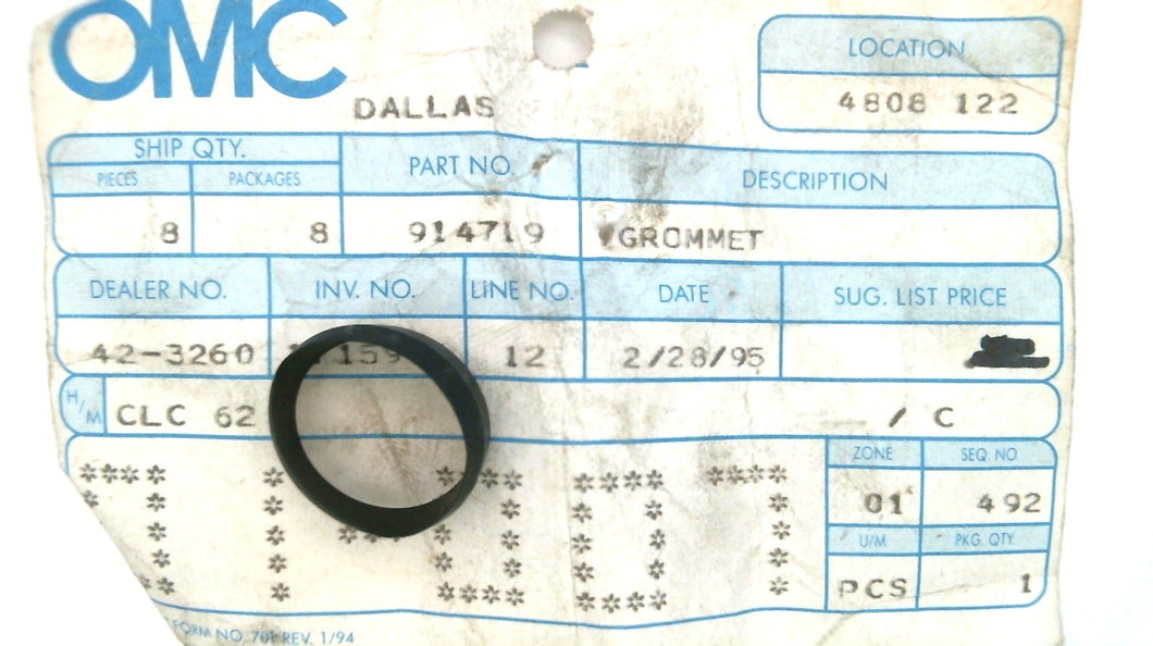 Johnson Evinrude OMC 914719 Grommet