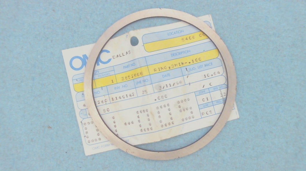 Johnson Evinrude OMC 3852868 Ring, Shim -.100