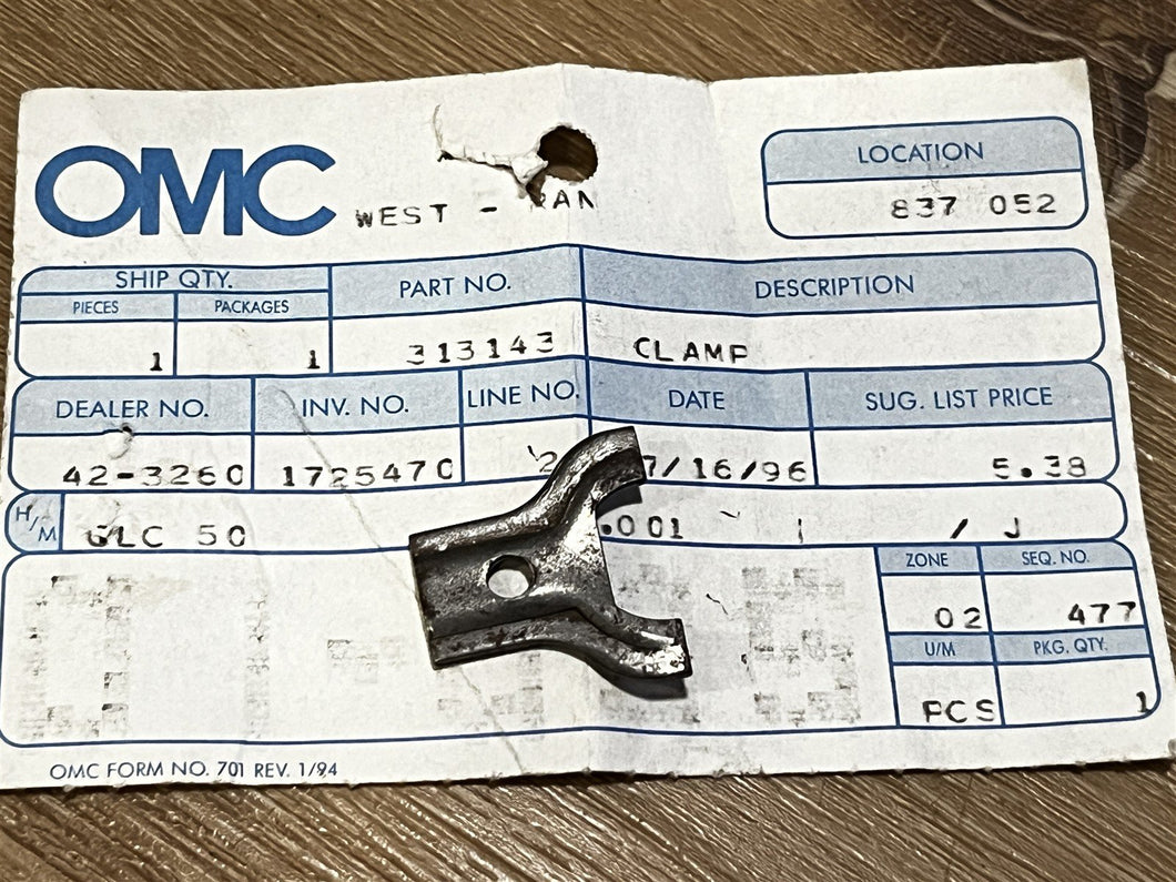 Johnson Evinrude OMC 313143 Clamp