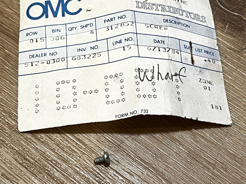 Johnson Evinrude OMC 312852 Screw