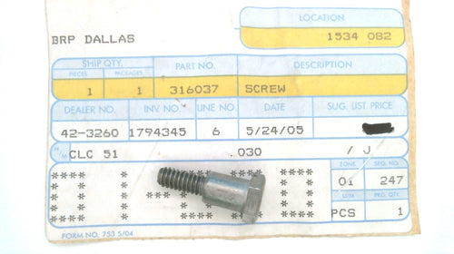 Johnson Evinrude OMC 316037 Screw