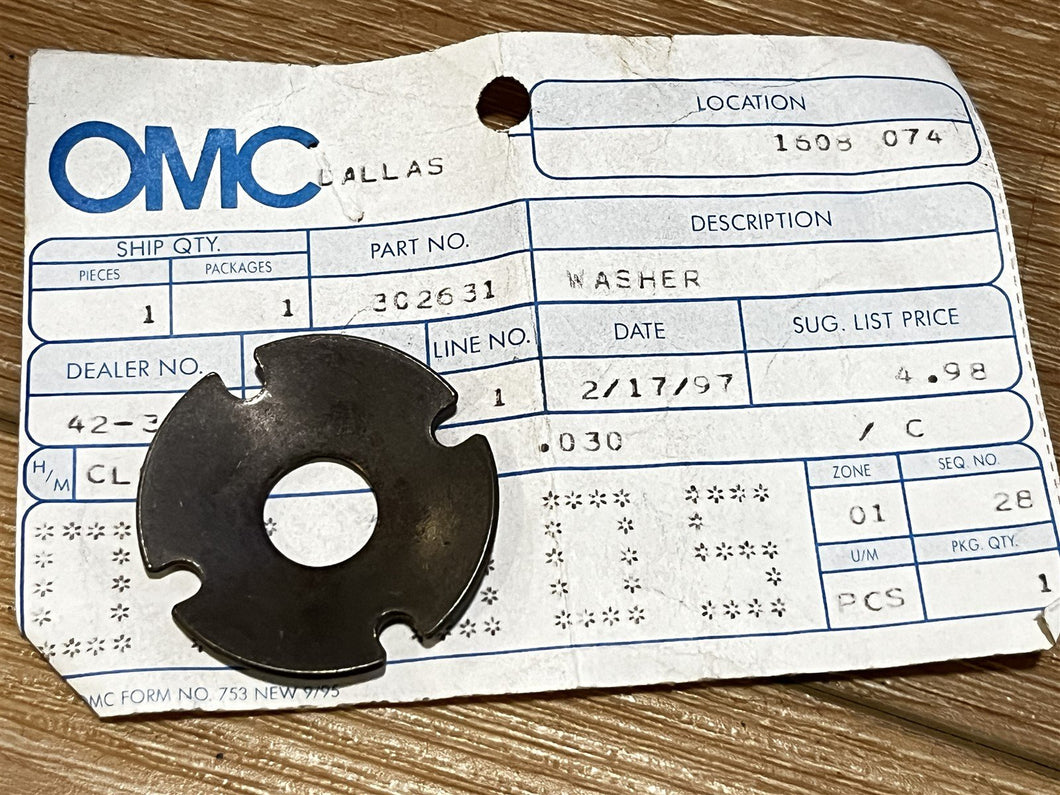 Johnson Evinrude OMC 302631 Washer