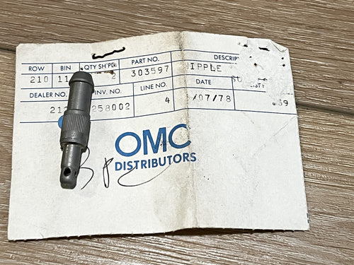 Johnson Evinrude OMC 303597 Nipple/Fuel Fitting