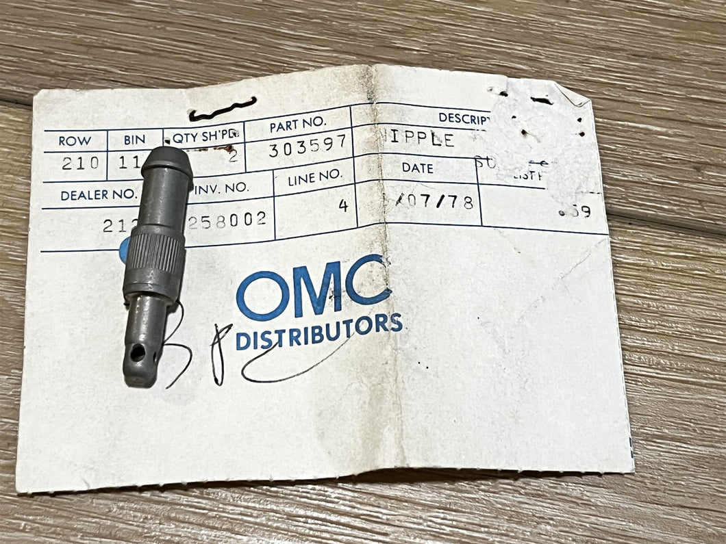 Johnson Evinrude OMC 303597 Nipple/Fuel Fitting