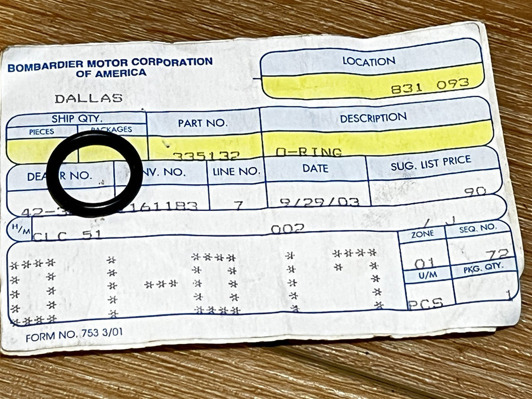 Johnson Evinrude OMC 335132 O-Ring