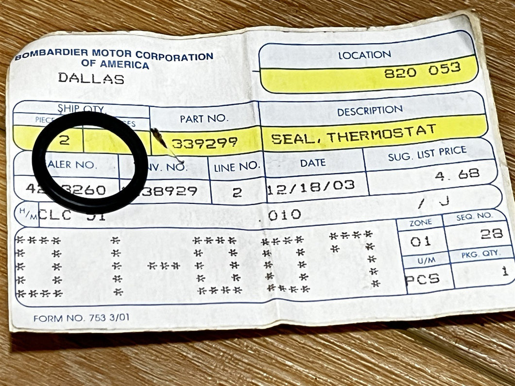 Johnson Evinrude OMC 339299 Thermostat Seal