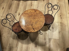 Antique Children's Ice Cream Parlor Oak Table and 2 Chairs - Circa 1920 (SC)