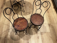 Antique Children's Ice Cream Parlor Oak Table and 2 Chairs - Circa 1920 (SC)