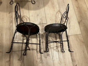 Antique Children's Ice Cream Parlor Oak Table and 2 Chairs - Circa 1920 (SC)