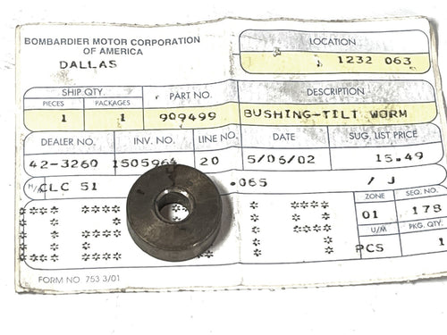 Johnson Evinrude OMC 909499 Tilt Worm Bushing