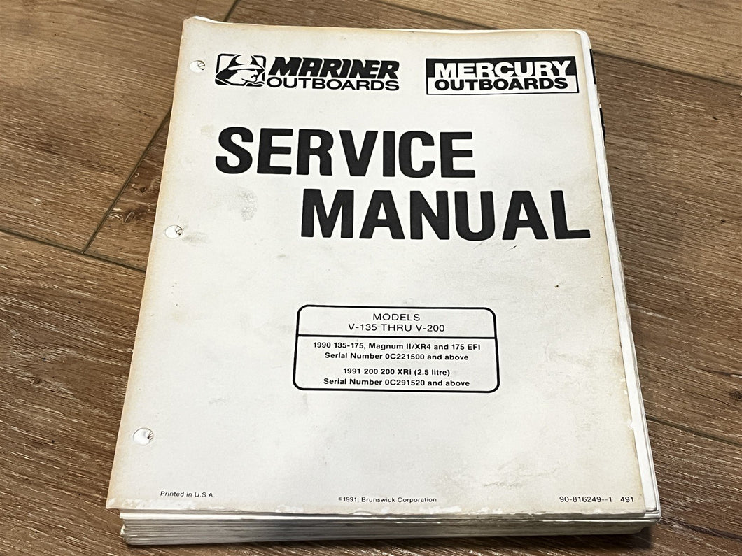 1990-1991 Mercury Service Manual Models V-135 Thru V-200 - Used