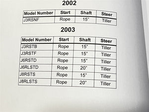 2002/2003 Johnson SN/ST 2 Stroke 3.5 6 8HP Service Manual J3RSTD J6RSTD J8RSTS