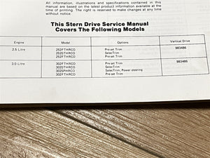 1985 OMC 2.5 3.0 4.3 5.0 5.7 Litre Service Manual 252FTHRCO 302FTHRCO - Used