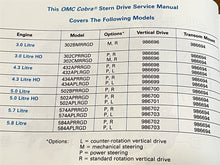 OMC Cobra Stern Drives Service Manual RGD Models - Used
