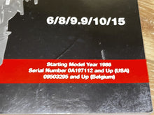 1986 Mercury 6 8 9.9 10 15 Service Manual - Used